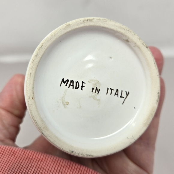 Vintage Italian Ceramic Vase Hand Painted Owl On Branch Intials U M Crown - Picture 6 of 9